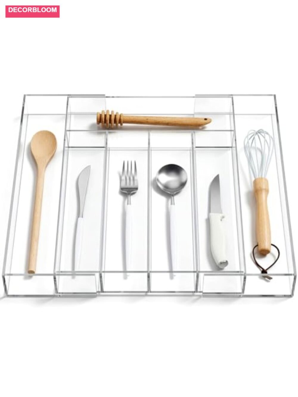 Expandable Acrylic Drawer Organizer 5-7 Slots Utensil Tray